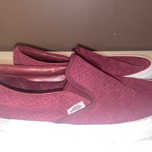 maroon slip on vans